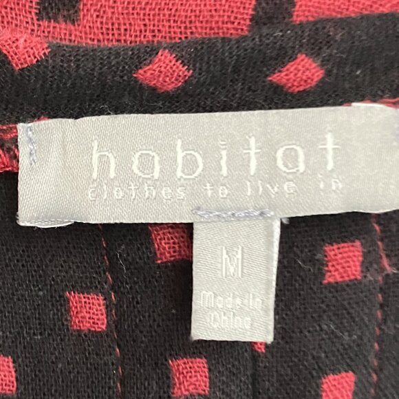 Habitat Clothes To Live In Medium M Red Black Geo Pattern Gauze Cotton Blend Top - Picture 3 of 4